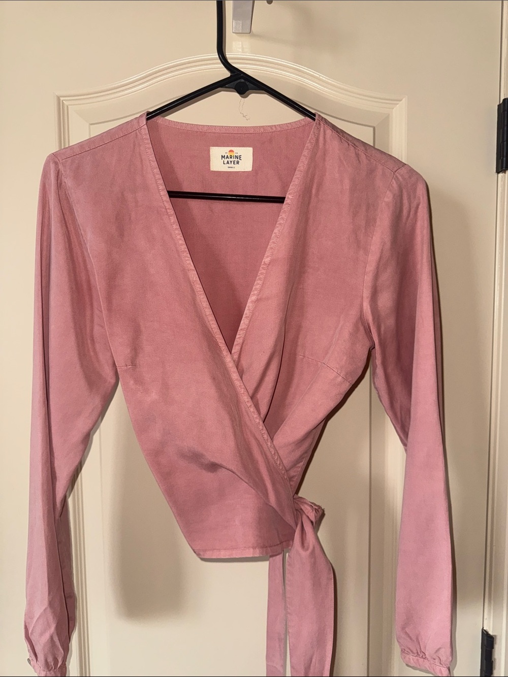 Marine Layer Dusty Rose Wrap-Front Long Sleeve Blouse